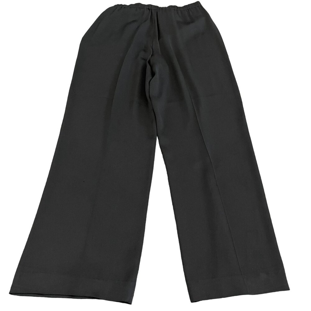 St. John Evening Women's Black 100% Silk Wide Leg Trousers Dress Pants, Size 8 - Picture 2 of 6